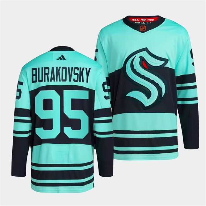 Mens Seattle Kraken #95 Andre Burakovsky Ice Blue 2022-23 Reverse Retro Stitched Jersey Dzhi